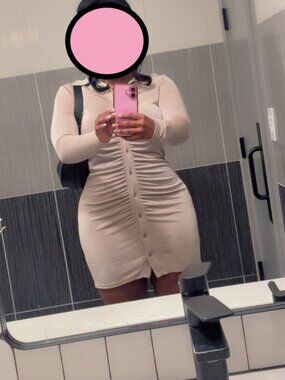 Cotton On Beige Ruched Bodycon Shirt Dress Long Sleeve Size Large